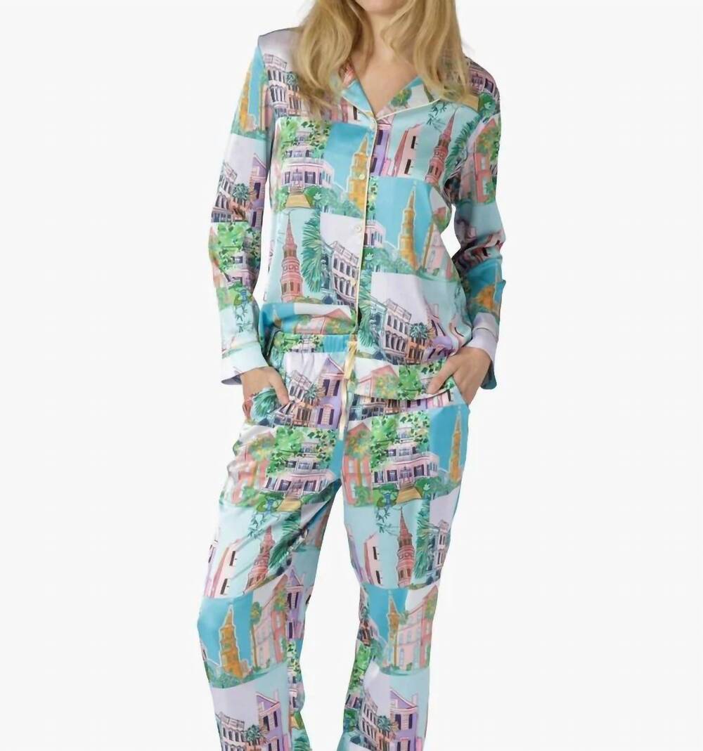 NEW IMBALI CHARLESTON pop crop top and pant set in charleston print